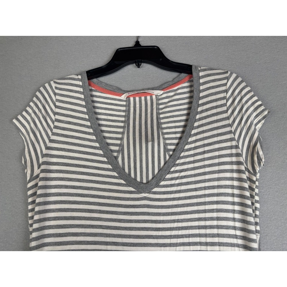 Athleta Dress Womens Small Gray Stripe Ruched Bodycon Knee Length Casual T Shirt - Picture 4 of 11